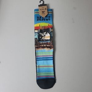 Tropical Beach Men's Socks - Blue and Yellow